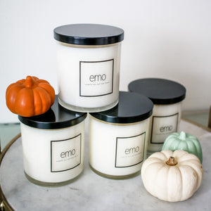 fall emo candles with mini pumpkins